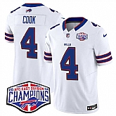 Men's Buffalo Bills #4 James Cook White F.U.S.E. 2024 AFC East Division Champions Vapor Limited Stitched Jersey,baseball caps,new era cap wholesale,wholesale hats